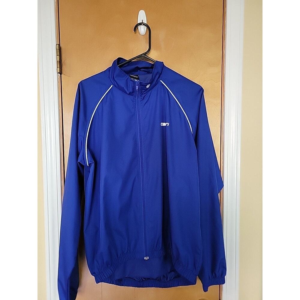 Canari Jacket Mens Size Large Blue Cycling Full Zip Activewear 100% Polyester